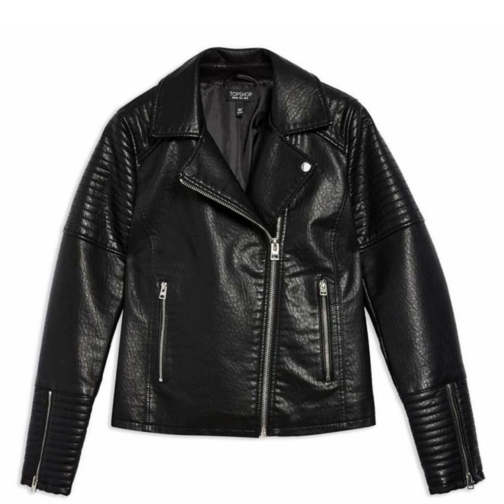 Topshop Quilted Black Biker Jacket